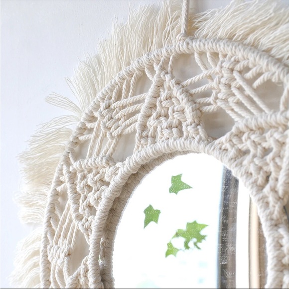 New Boho Macrame Round Mirror - Picture 2 of 4